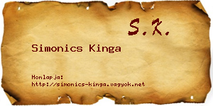 Simonics Kinga névjegykártya